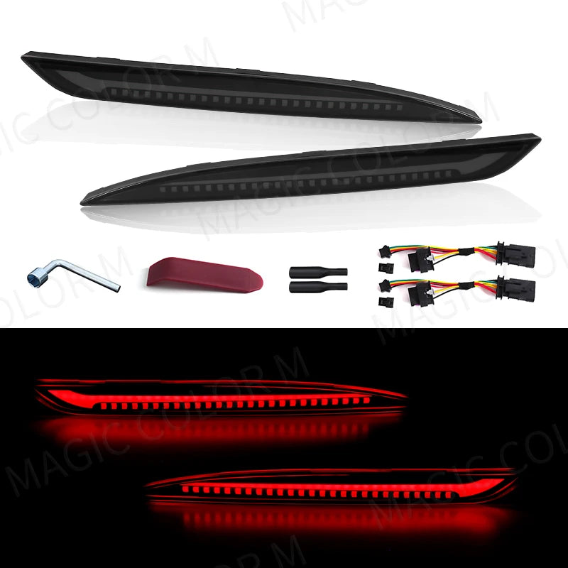For Tesla Model 3 Model Y 2017 2018 2019 2020 2021 2022 Led Rear Bumper Reflector 3 Functions Brake Light Dynamic Turn Signal