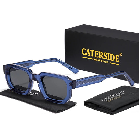 CATERSIDE New Vintage Punk Men Sunglasses Small Frame Gradient Lens Sun Glasses for Summer Beach Party Ideal Choice for Gifts