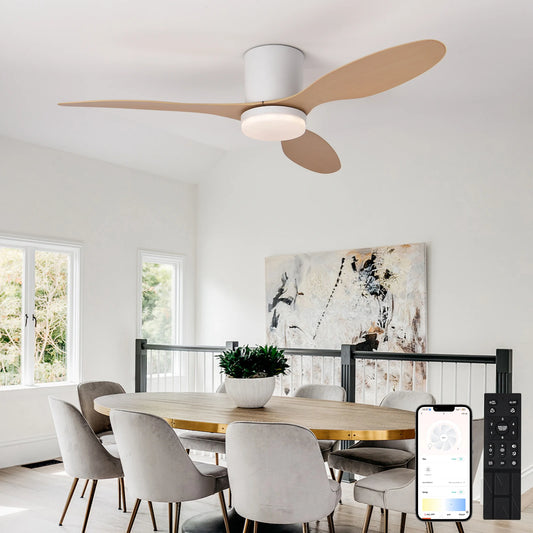 Modern Black White Low Floor DC Motor Ceiling Fans, Remote Control Simple Fans