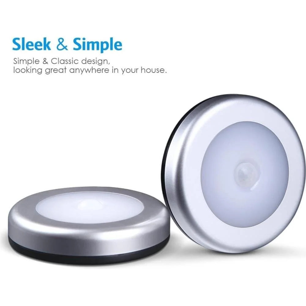 Wireless Round Motion Sensor LED Night Light Battery Powered Cabinet Night Lamp Bedside Lights For Bedroom Home Closet Lighting