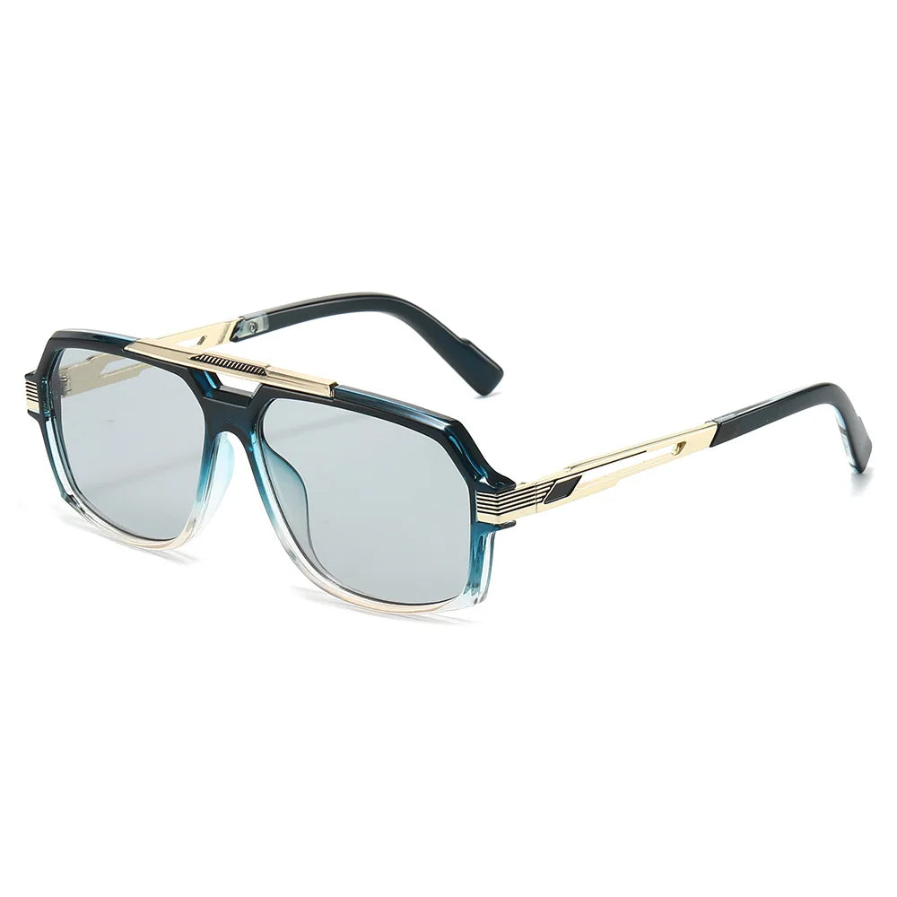 JNPCXI New Retro Double Bridges Square Women Sunglasses Fashion Trending Blue Gradient Shades UV400 Men Sun Glasses