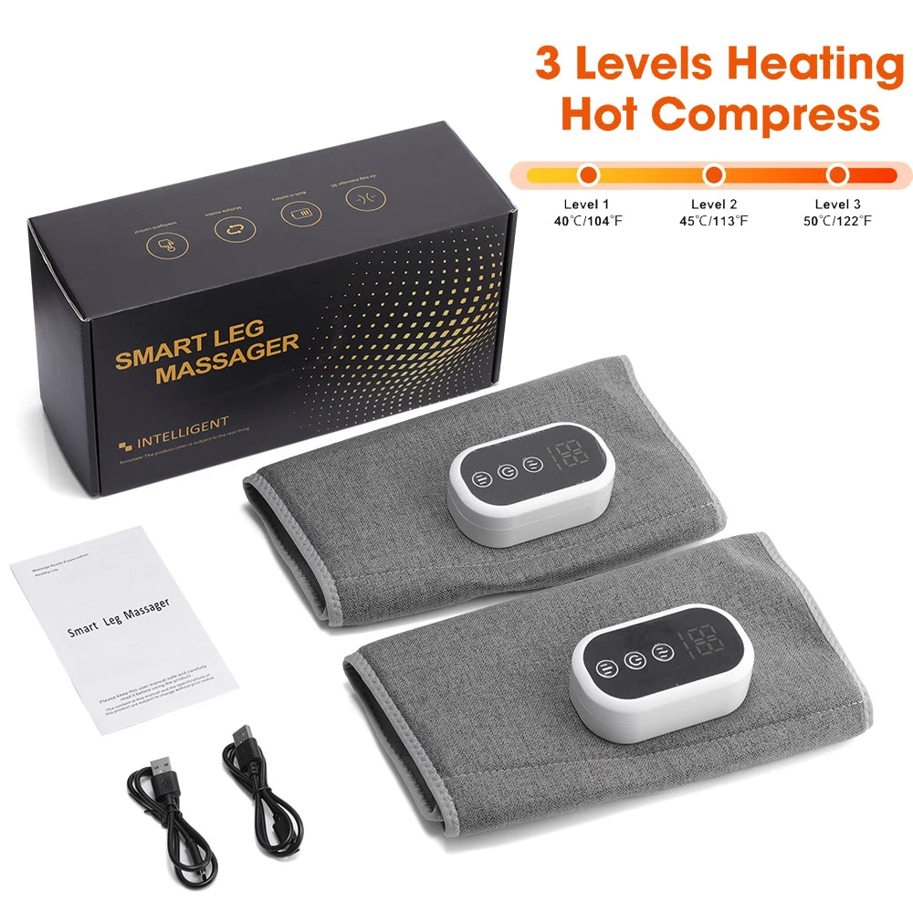 360° Air Pressure Calf Massager Leg Air Pressure Electric Airbag Compresstion Heated Hot Compress Muscle Relax Massage Device