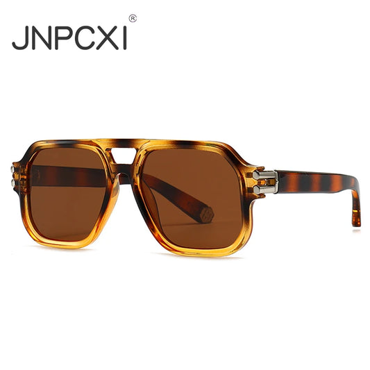 JNPCXI Polarized Fashion Square Sunglasses Men Gradient Shades UV400 Vintage Rivets Women Trending Sun Glasses