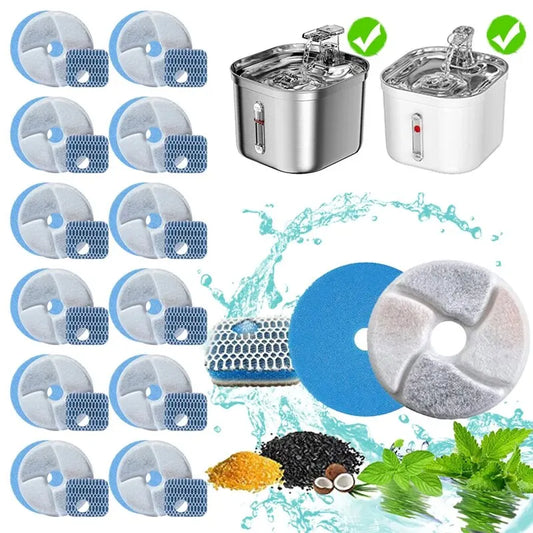 12pcs/set Replacement Filters Cat Dog Fountain Pet Water Drink Clean Accessories