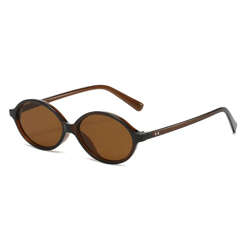 JNPCXI Fashion Small Oval Sunglasses Women Retro Punk Rivets Men Shades UV400