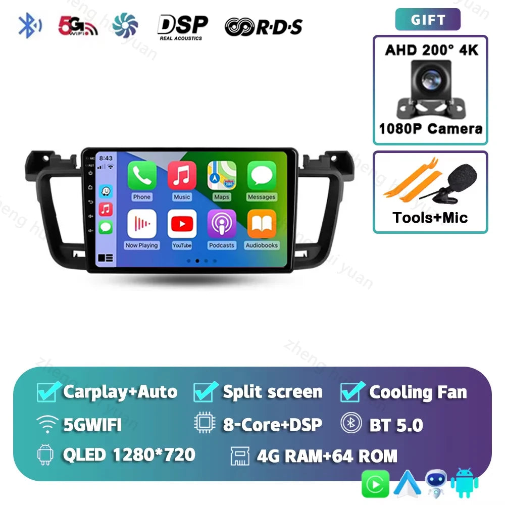 For Peugeot 508 2011 - 2018 Android 15 12+256GB CarPlay Auto Car Radio Multimedia Video Player GPS stereo Head Unit 4G WIFI