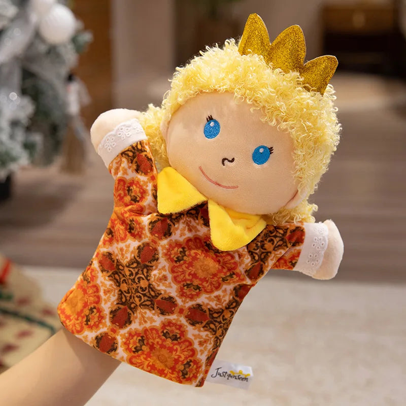 Cute Fairy Tale Kingdom Series Plush Hand Puppets Toys Cozy Cartoon Prince Princess Finger Puppets Funny Children Game Props