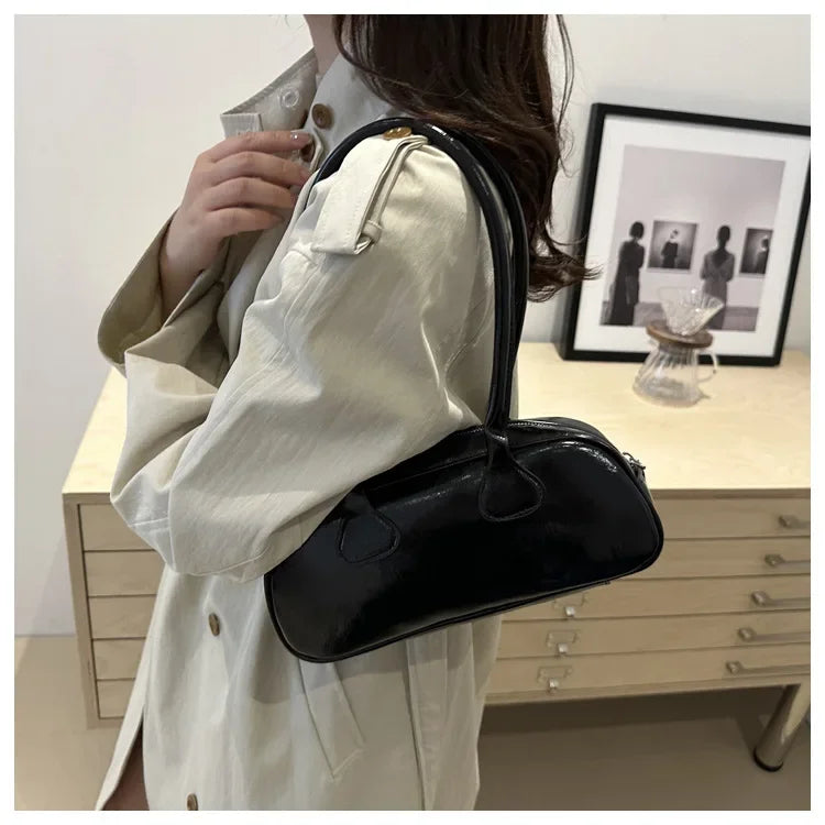 Advanced Sense Retro Pu Zipper Ladies Shoulder Bags Light Luxury Bags for Women