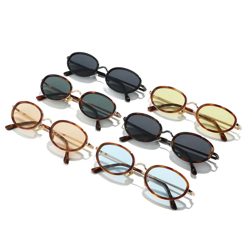 JNPCXI New Small Oval Sunglasses Men Shades UV400 Retro Punk Candy Color Women Luxury Sun Glasses