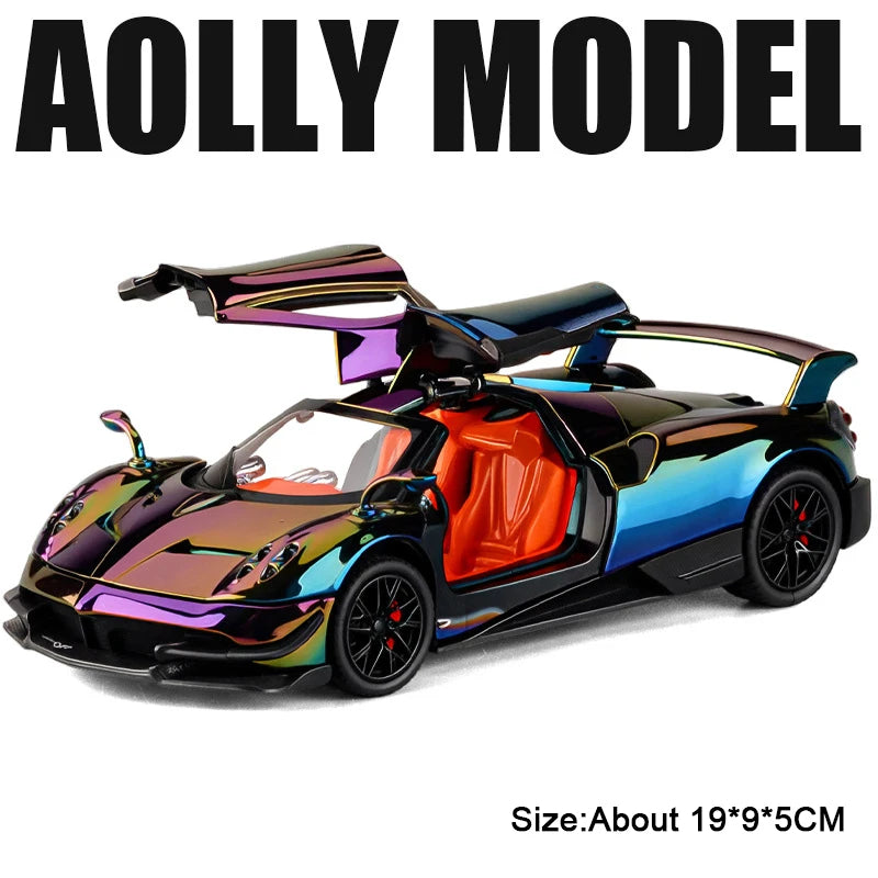 1:24 PAGANI Huayra Dinastia Alloy Diecast Model Miniature Toys Car Doors Opened Sound Light Pull Back Vehices Boy Birthday Gifts