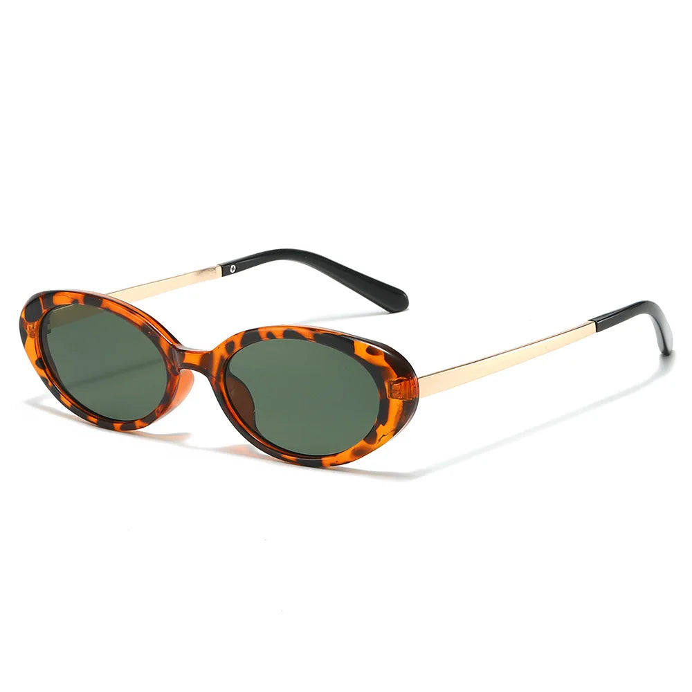 JNPCXI New Retro Oval Sunglasses Women Gradient Leopard UV400 Fashion Punk Men Trending Sun Glasses