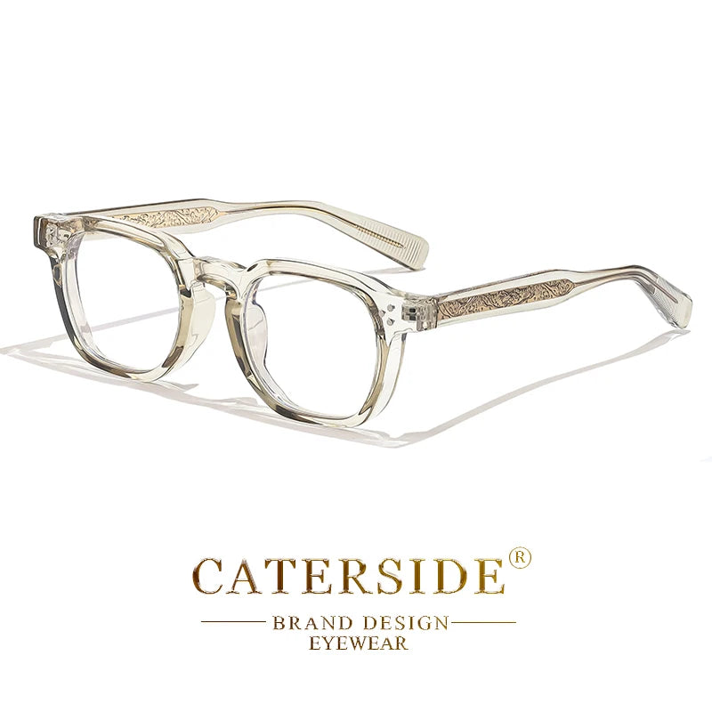 CATERSIDE New Square Flat Light Glasses for Men Women Retro TR Frame Eyeglass High-Quality Eyewear Minimalist Matching