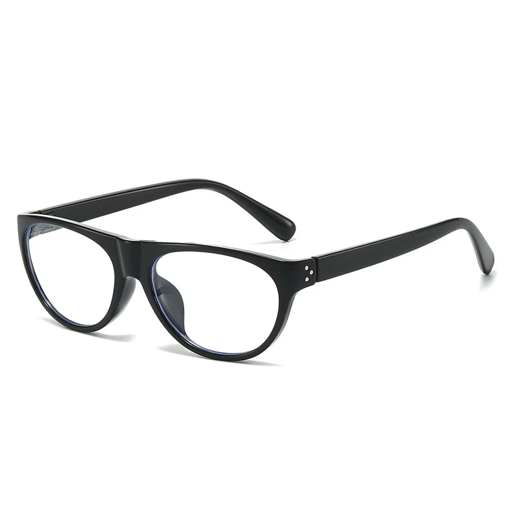 JNPCXI New Fashion Pilot Cat Eye Sunglasses Women Retro Rivets Shades UV400 Men Clear Lens Frame