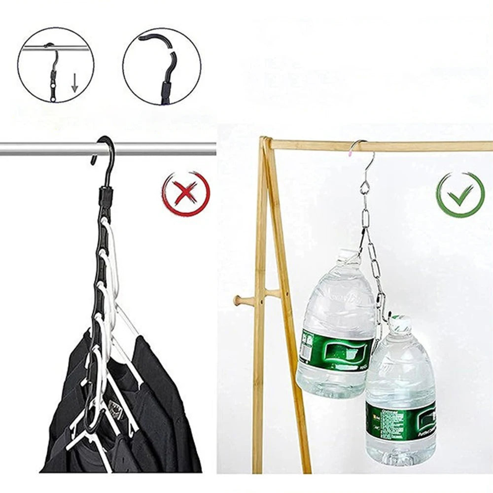 1/2pcs Stainless Steel Clothes Hanger Organizer, Space-Saving Foldable Wardrobe Rack for Efficient Clothing Storage