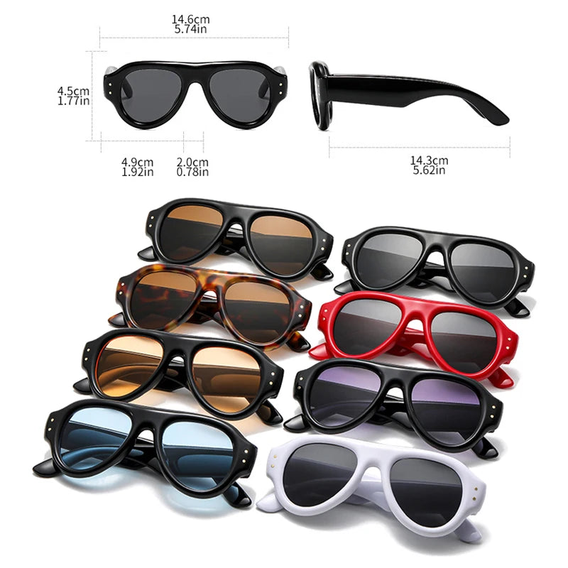 JNPCXI New Pilot Rivets Women Sunglasses Shades UV400 Fashion Leopard Men Wide Legs Oval Punk Outdoor Sun Glasses