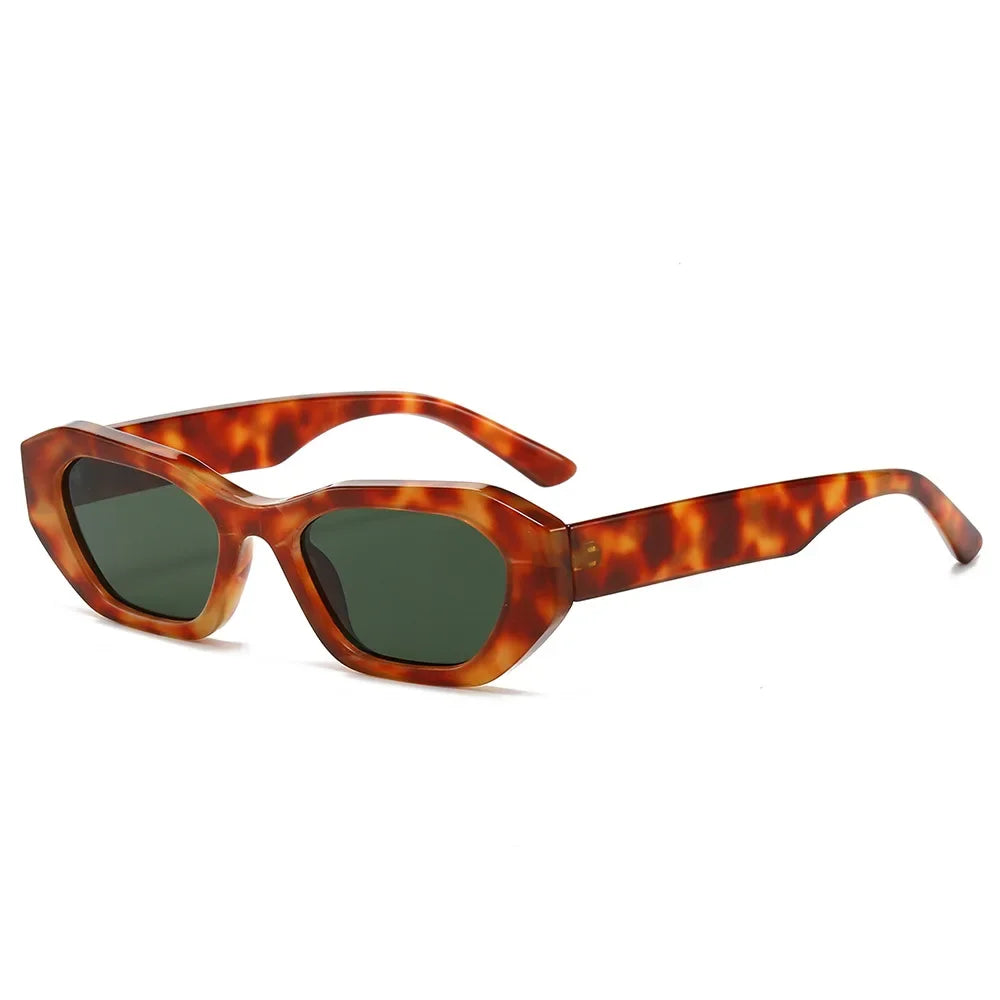 JNPCXI New Retro Small Irregular Cat Eye Sunglasses Women Tea Shades Men Trending Punk Gradient Sun Glasses