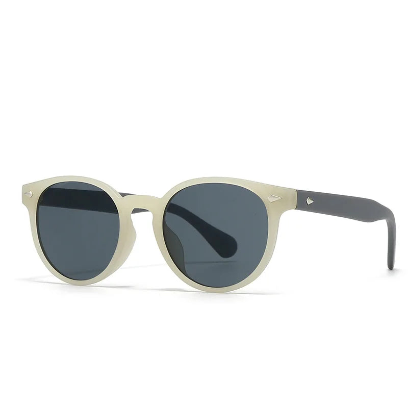JNPCXI New Fashion Round Sunglasses Men Shades UV400 Retro Rivets Women Trending Yellow Sun Glasses Shades UV400