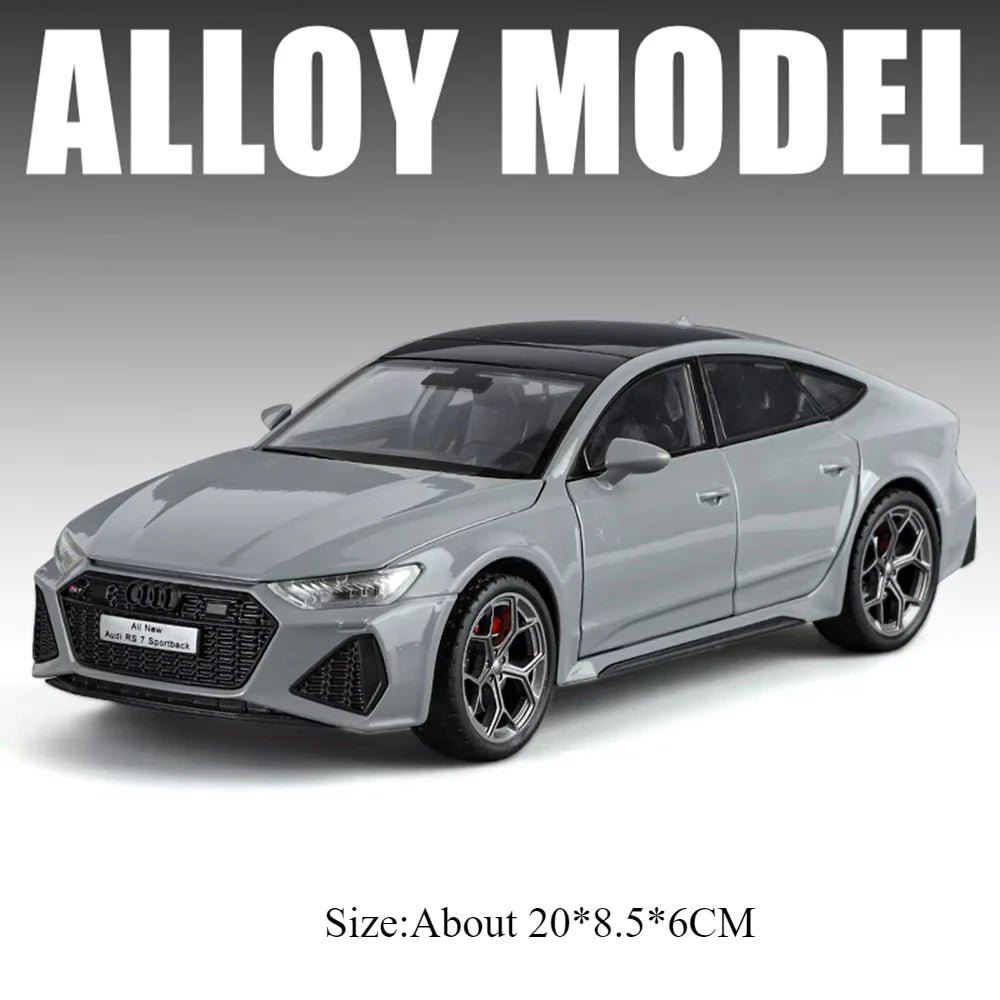 1:24 RS7 Sportback Diecast Model Alloy Toys Car Doors Opened Sound Light Pull Back Front Wheel Steering for Children's Toy Gifts