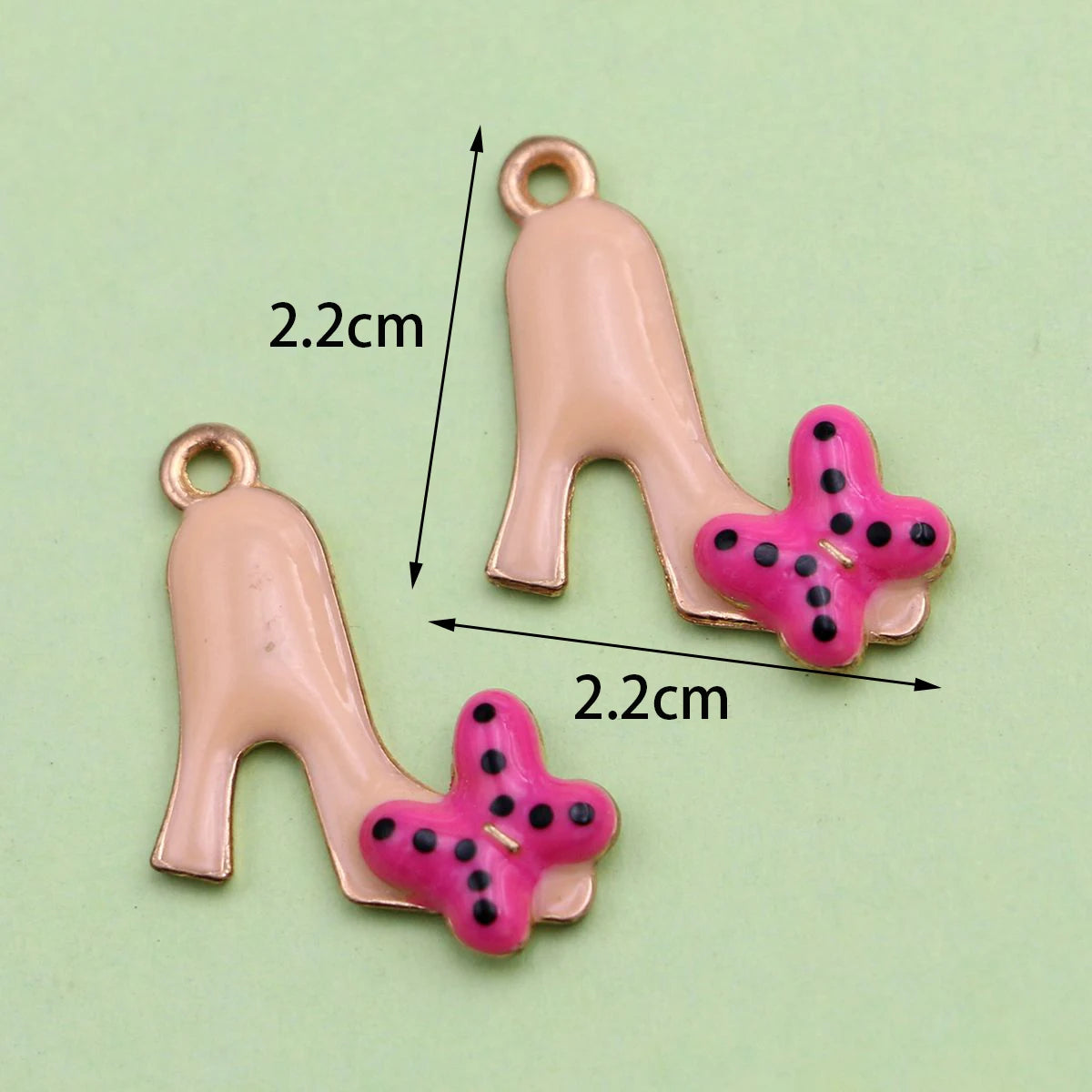 10Pcs Gold Plated Enamel High Heel Shoes Charm Connectors for Making Bracelet DIY Jewelry Accessories