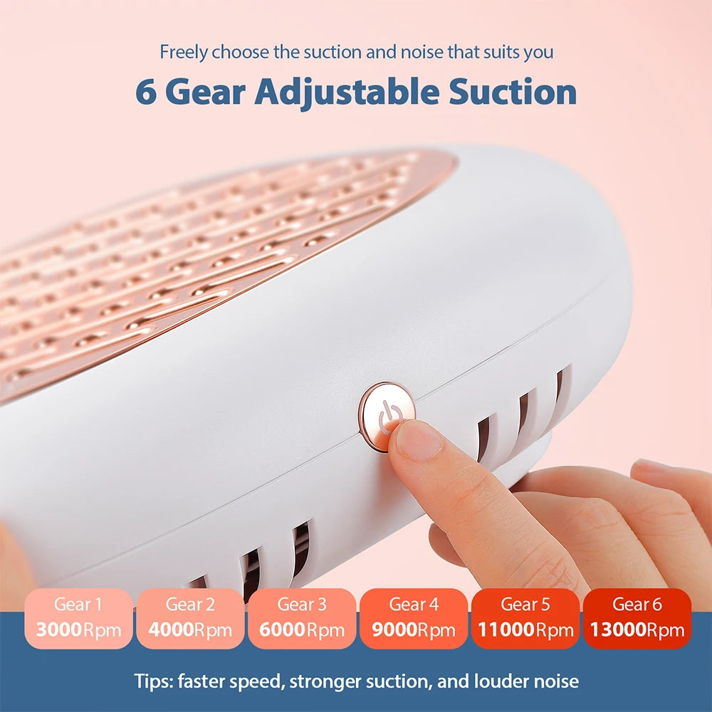 130W Super Suction Brushless Nail Dust Collector Powerful Nail Dust Extractor Nail Art Manicure Fan Vacuum Cleaner With 2 Filter