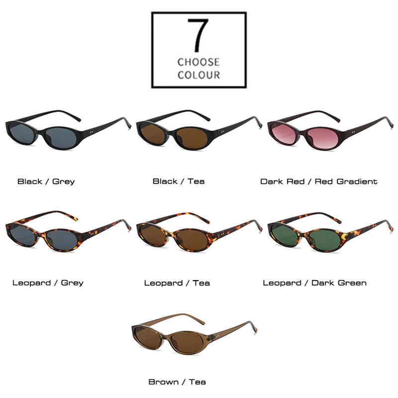 JNPCXI New Fashion Small Oval Punk Men Sunglasses UV400 Retro Rivets Women Cat Eye Leopard Sun Glasses