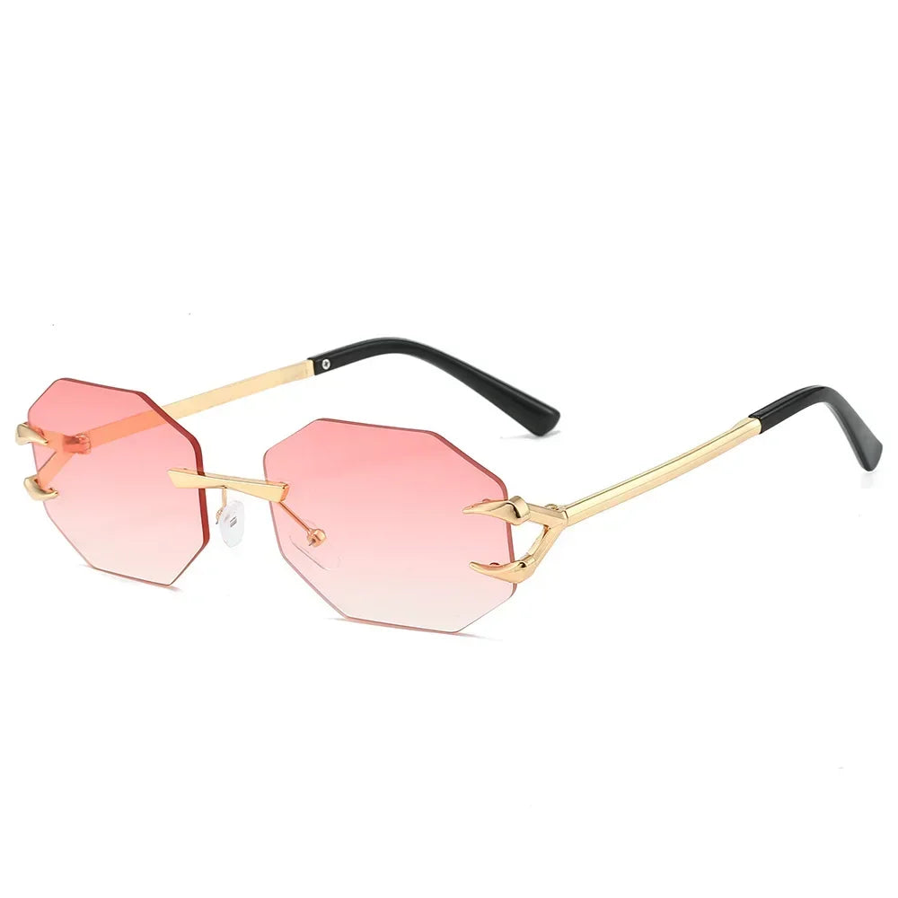 JNPCXI Retro Sunglasses Women Fashion Rimless Sun Glasses Men Shades Cutting Lens Ladies Frameless Eyeglasses