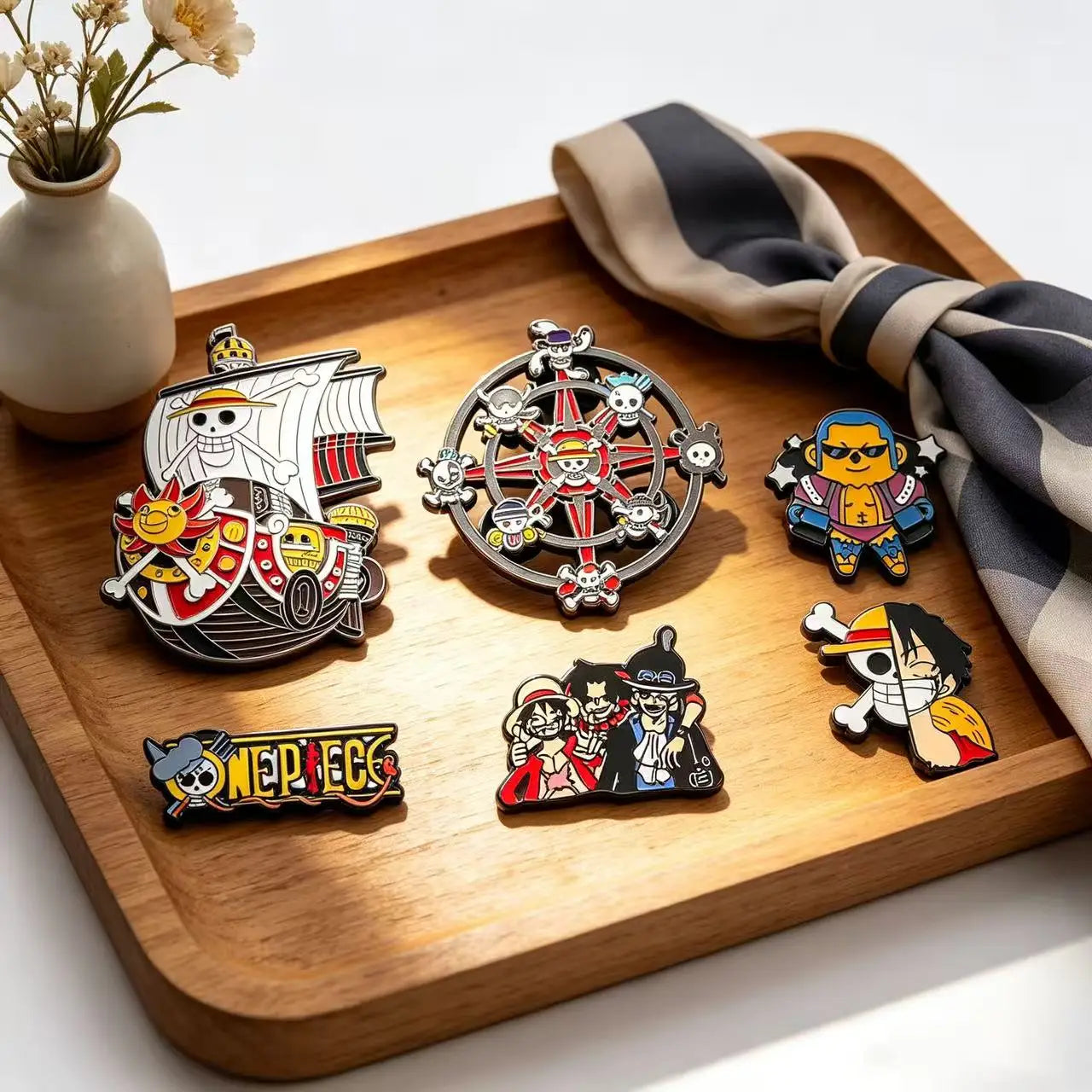 6 PCS Cartoon  Ship Brooch Anime Metal Enamel Pins Clothing Bag Lapel Badge Jewelry Gift for Fans Friends Accessories