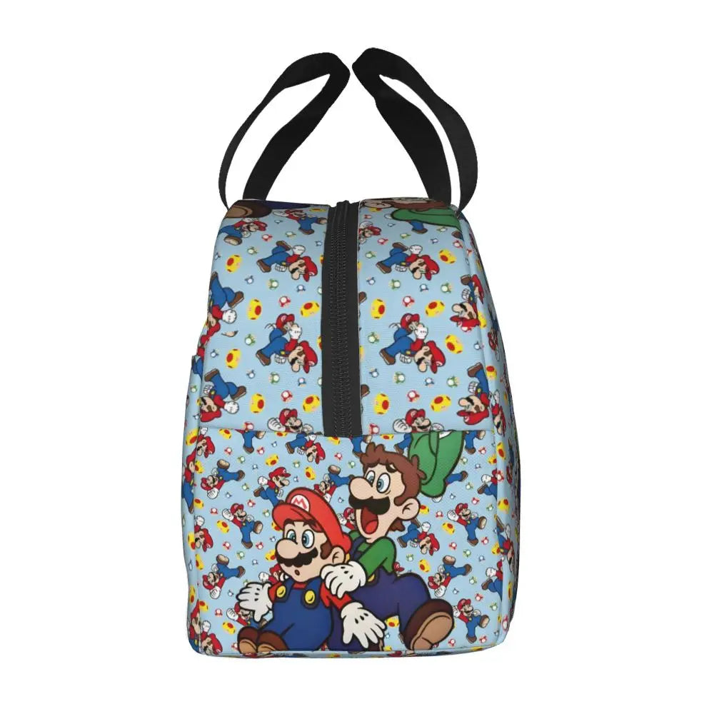 Custom Mario Super Bros Insulated Lunch Bag Reusable Thermal Cooler Lunch Box M7