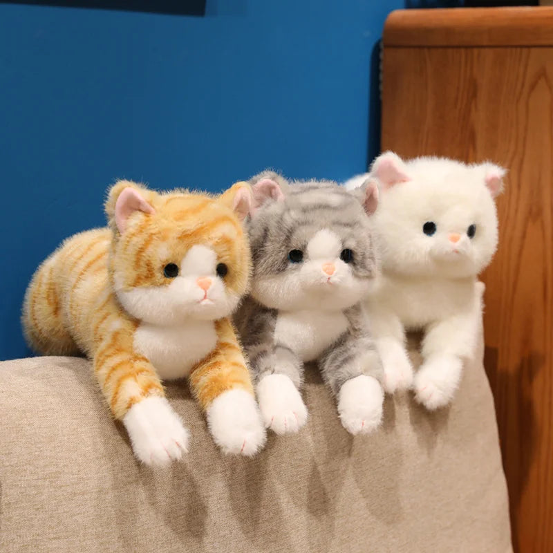 Cute Kitten Plush Toys Stuffed Animals Pet Lie Down Doll Pillow Plushies Soft Toy Children's Christmas Gifts Toys for Girl Boys