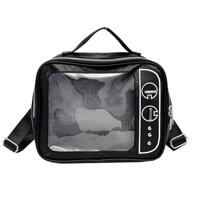 Kawaii TV Shape Design Ita Bag Japanese Girls Crossbody Bag Trend Transparent Pocket Harajuku Shoulder Bag Fashion Backpacks