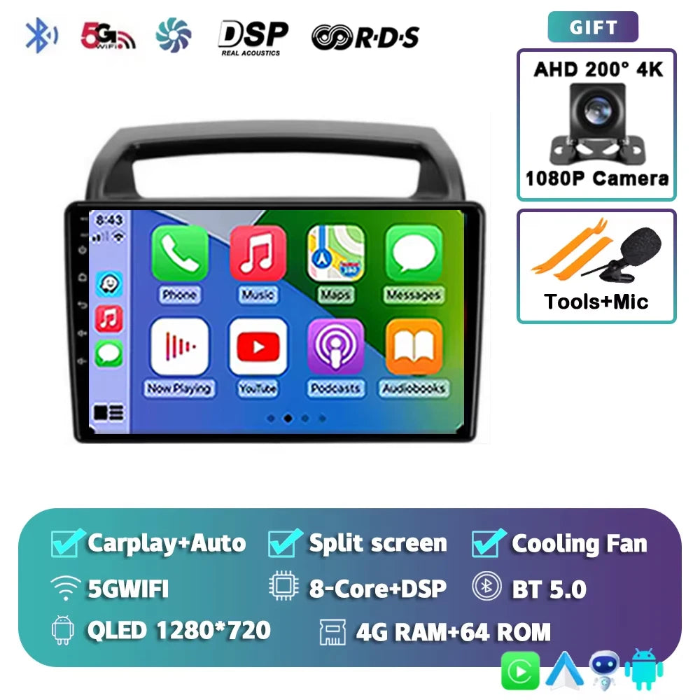 For KIA Carnival VQ 2006-2014 2K 12+256 QLED Android 15 CarPlay Car Radio Multimedia Video Player GPS stereo Head Unit 4G WIFI