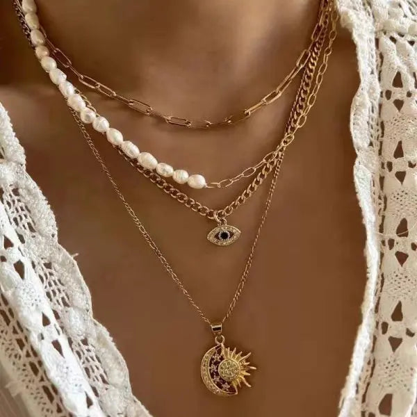 Fashion Multilayer Bowknot Pendant Necklace For Women Elegant Gold Color Clavicle Chain Charming Ladies Choker Jewelry Gifts