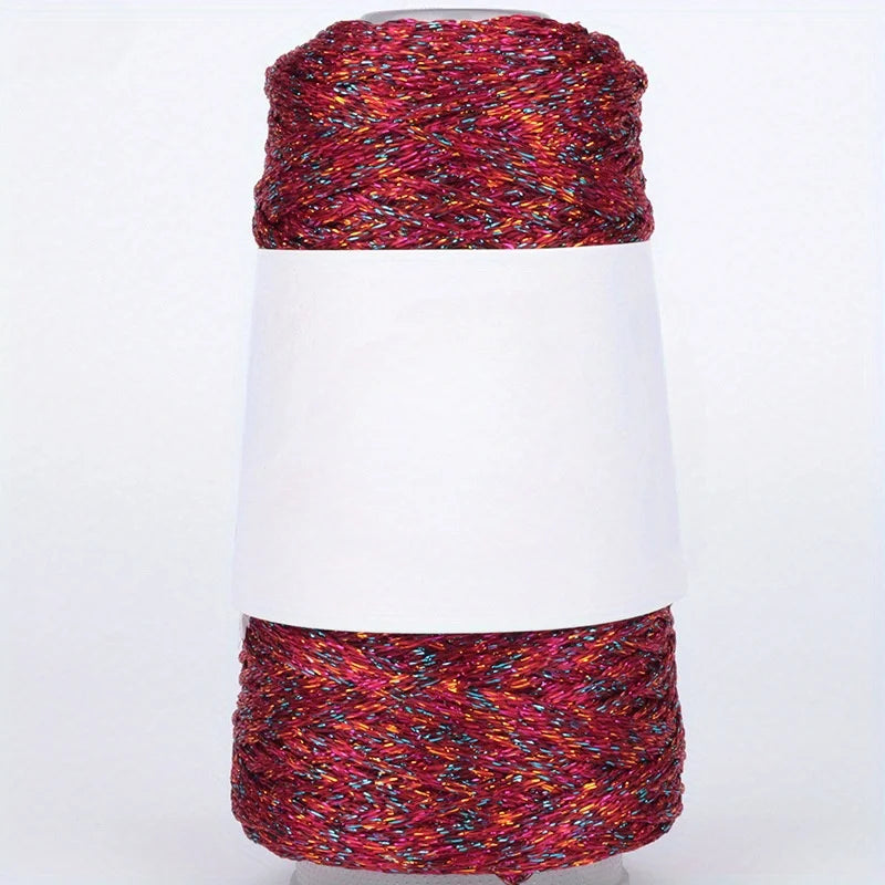 Mixed Color Shiny Yarn Skein, Polyester Crochet Thread for DIY Hand Knitting, Handmade Bags, Hats, Holiday Gifts Dolls Crafting