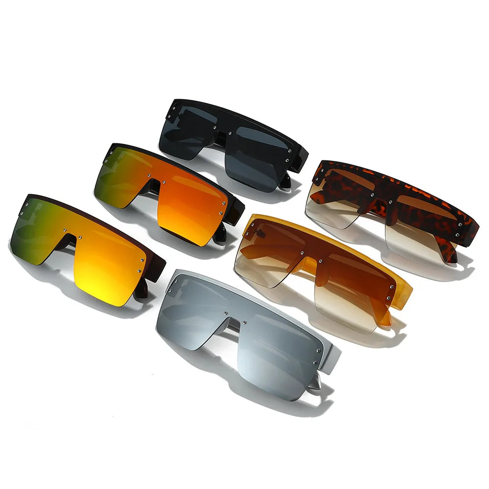 JNPCXI Fashion Square Semi-Rimless Sunglasses Women Vintage Gradient Mirror Shades UV400 Men Trending Sun Glasses
