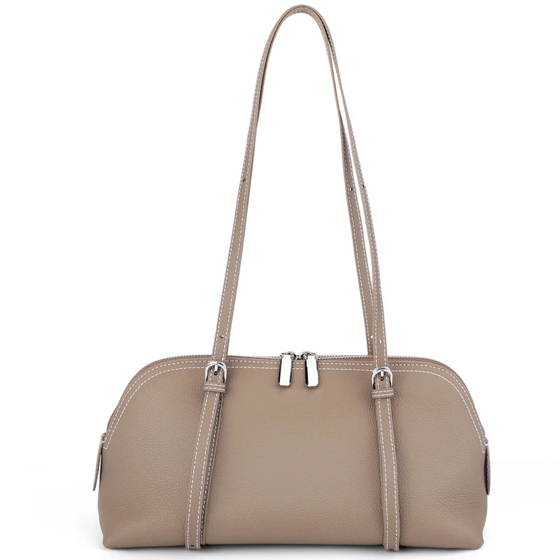 Fashion Women Cowhide Genuine Leather Solid Color Tote Bag Large Capacity Shoulder Bag Trendy Versatile All-match Commuting Bag