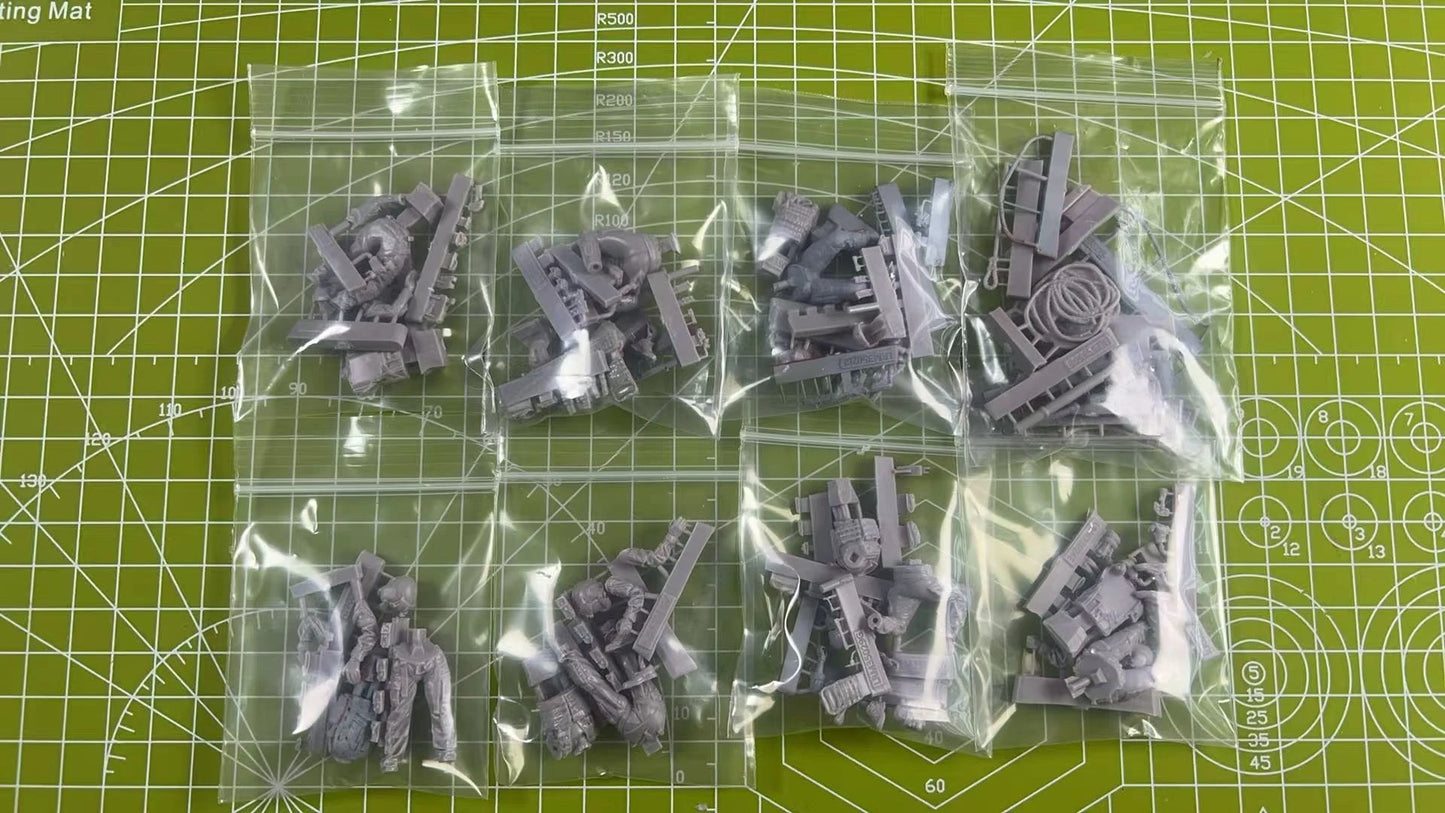 1: 35 Die Casting Resin Model Assembly Kit US Special Forces Parachute Model 7 People Including Rope Grey Model