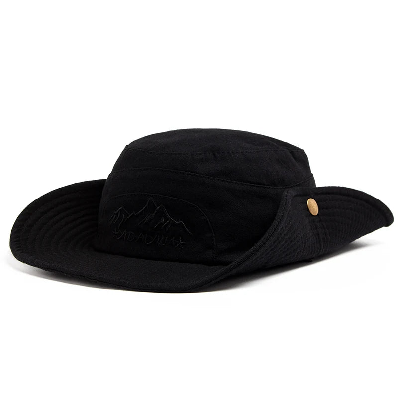 CNTANG Summer Outdoor Bucket Hat Men Cotton Jungle Fishing Hat  Hiking Travel Panama Cap Beach Sun Protector Caps For Men's