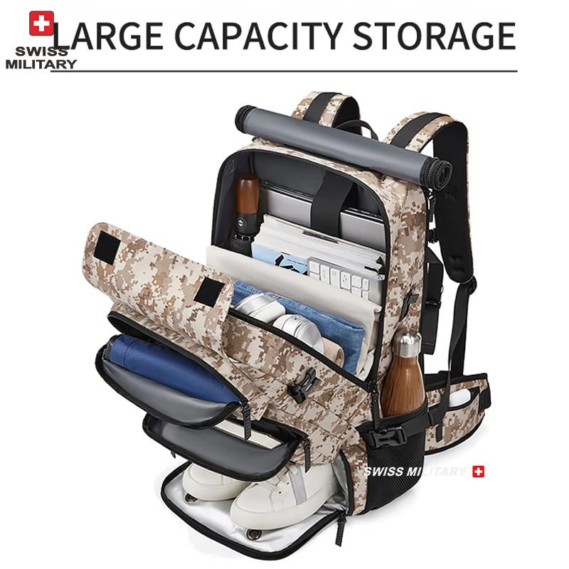 17 in SWISS MILITARY Men Travel Backpack Waterproof Business USB Laptop Backpack