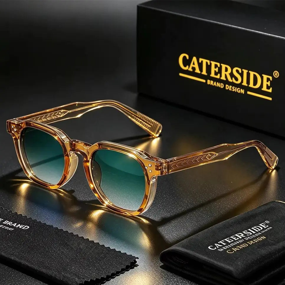 CATERSIDE Retro Punk Men Sunglasses Small Frame Square Personalized Design Sun Glasses Women Travel Party Business Festival Gift