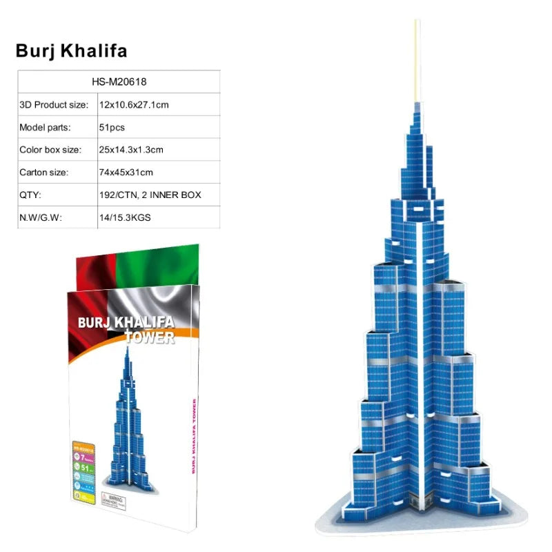 3D World-famous Architectural Puzzle Big Ben Pisa Tower White House Kindergarden Toy Children Classroom Handmade Gifts Jigsaw