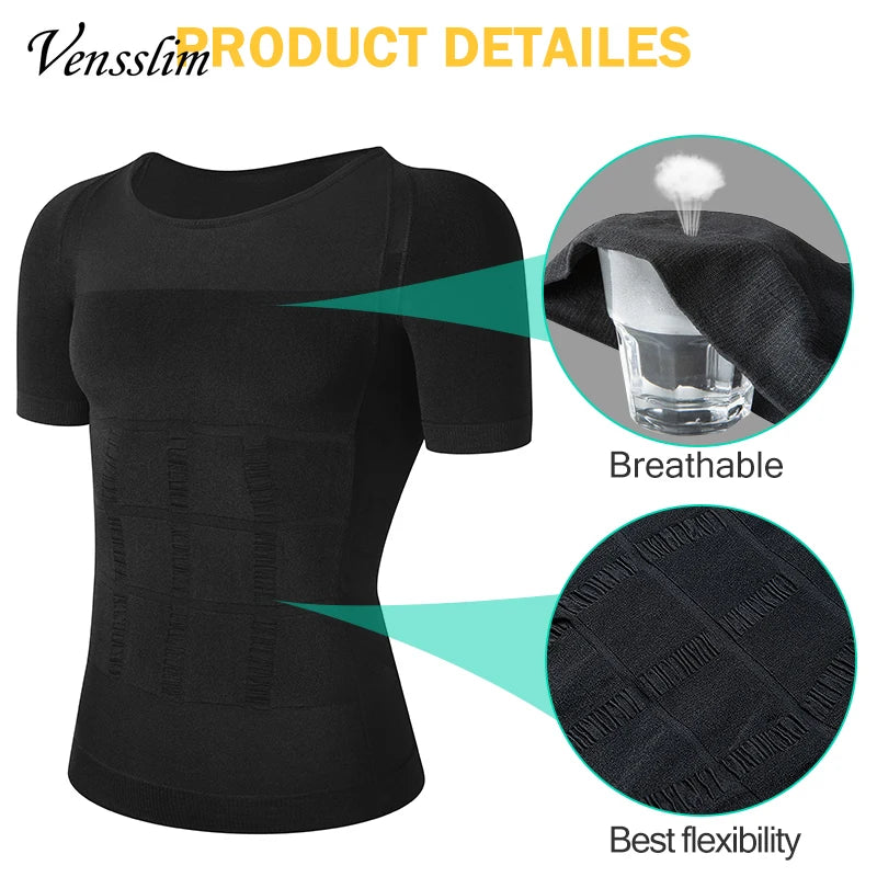 Black Body Shaper Compression Shirt Slimming Undershirt Waist Trainer Shapewear