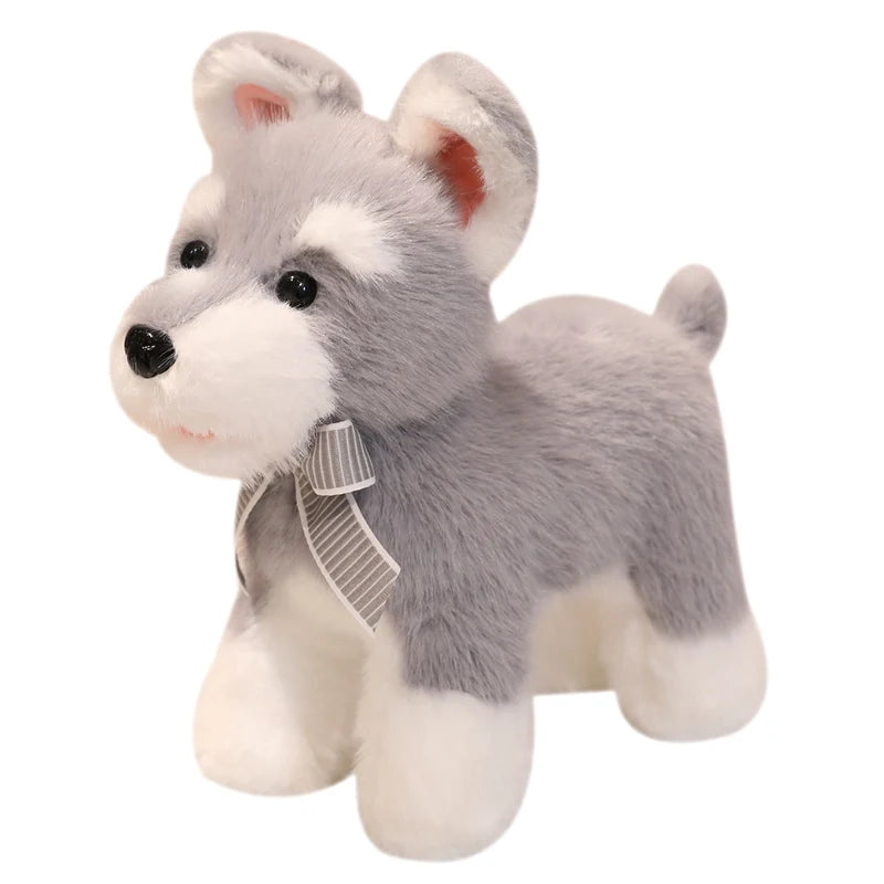 Hot sales Lovely Schnauzer Dog Plush Toy Soft Simulation Stuffed Animal Toys For Boys Cute Photo Props Girls Birthday Gift 30cm
