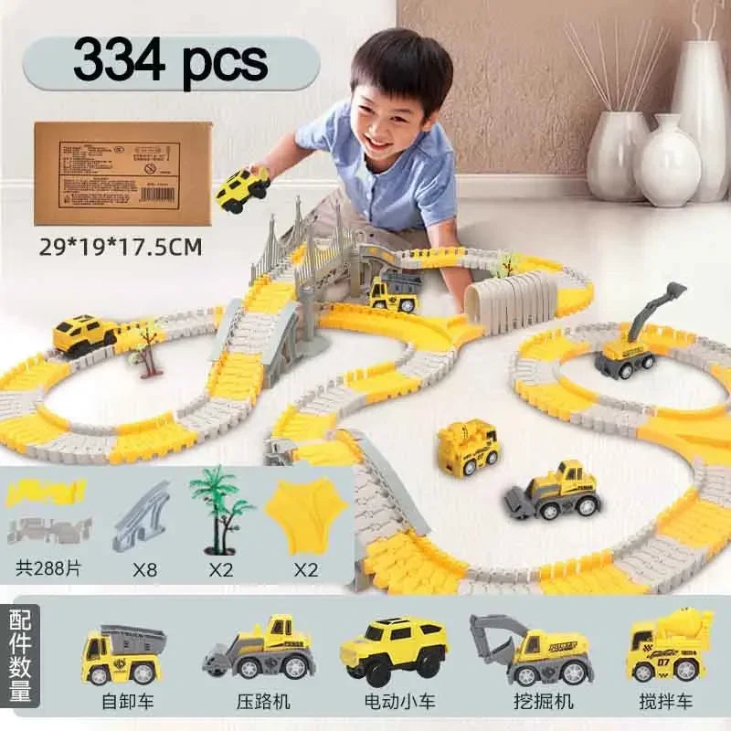 137-467pcs Children Electric Track Toy Car Engineering Car Kids Educational Toys