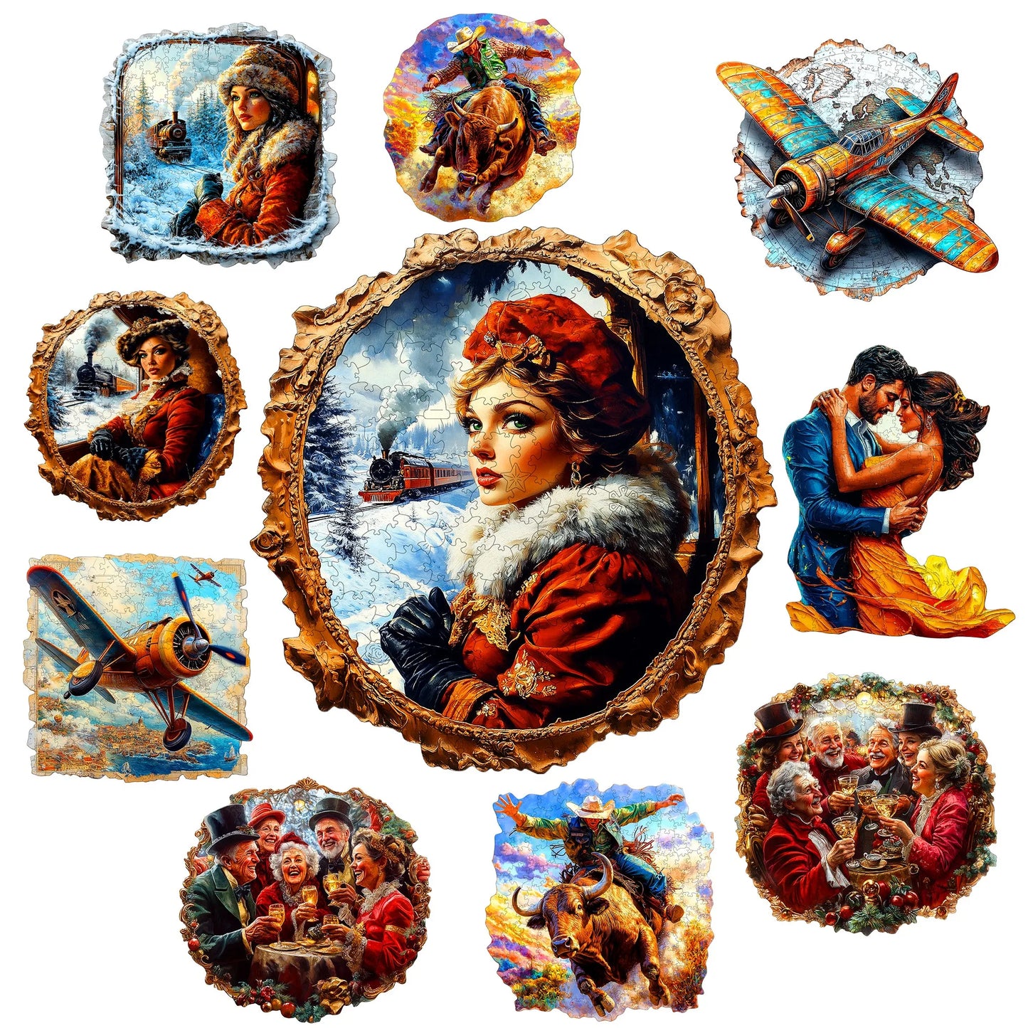 Nowadays Retro Art Style Wooden Jigsaw Puzzle Wood Home Decor Painting Christmas and Halloween Gift Toy for Teen and Kid