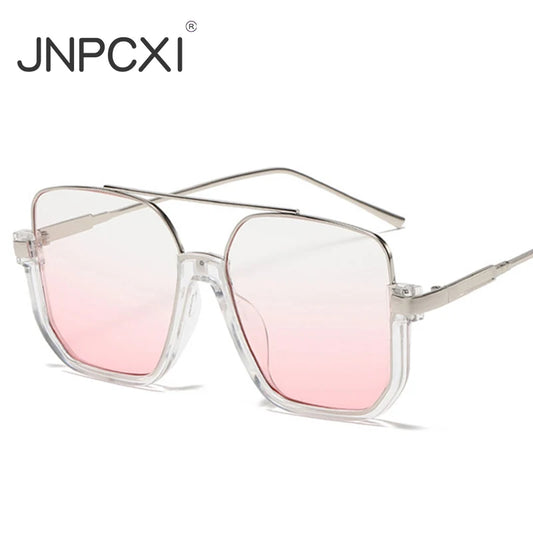 JNPCXI Vintage Oversized Sunglasses Fashion Men Women Square Shades Eyewear Trendy Ins Popular Brand Design UV400 Sun Glasses