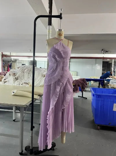 Classy Slit Evening Dresses Women with Folds, Line Homecoming Party Prom Dresses