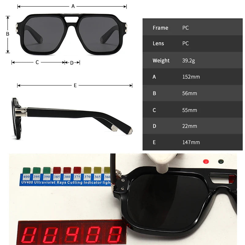 JNPCXI Polarized Fashion Square Sunglasses Men Gradient Shades UV400 Vintage Rivets Women Trending Sun Glasses