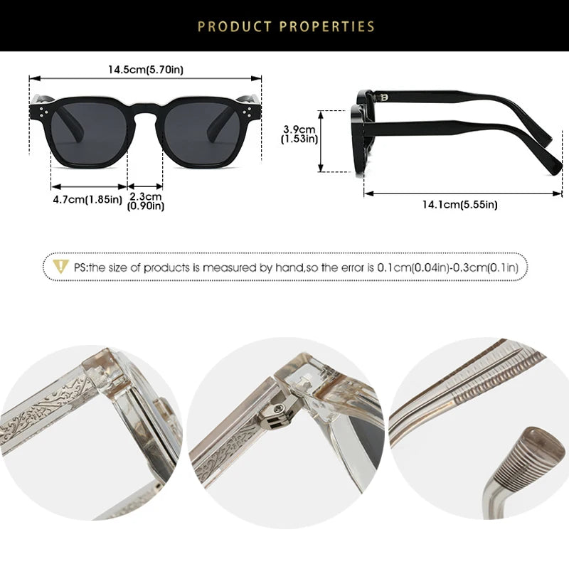 JNPCXI Wholesale New Square Retro Sunglasses Men Fashion Punk Sun Glasses Women Travel Eyewear Lunette De Soleil Femme UV400
