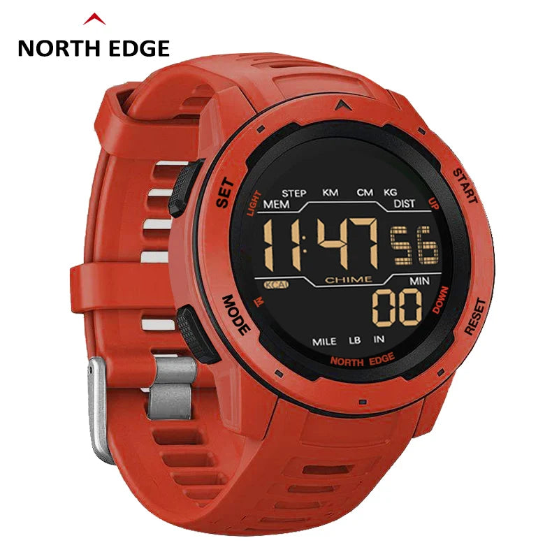 NORTH EDGE Men's Smart Watch Dual Running Pedometer Countdown Waterproof Watch