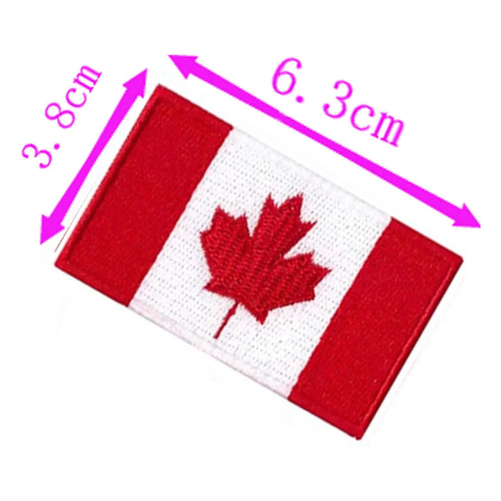 1pc Canada Country Flag Embroidery Patch 6.3cm Wide Iron On Sew On Backing